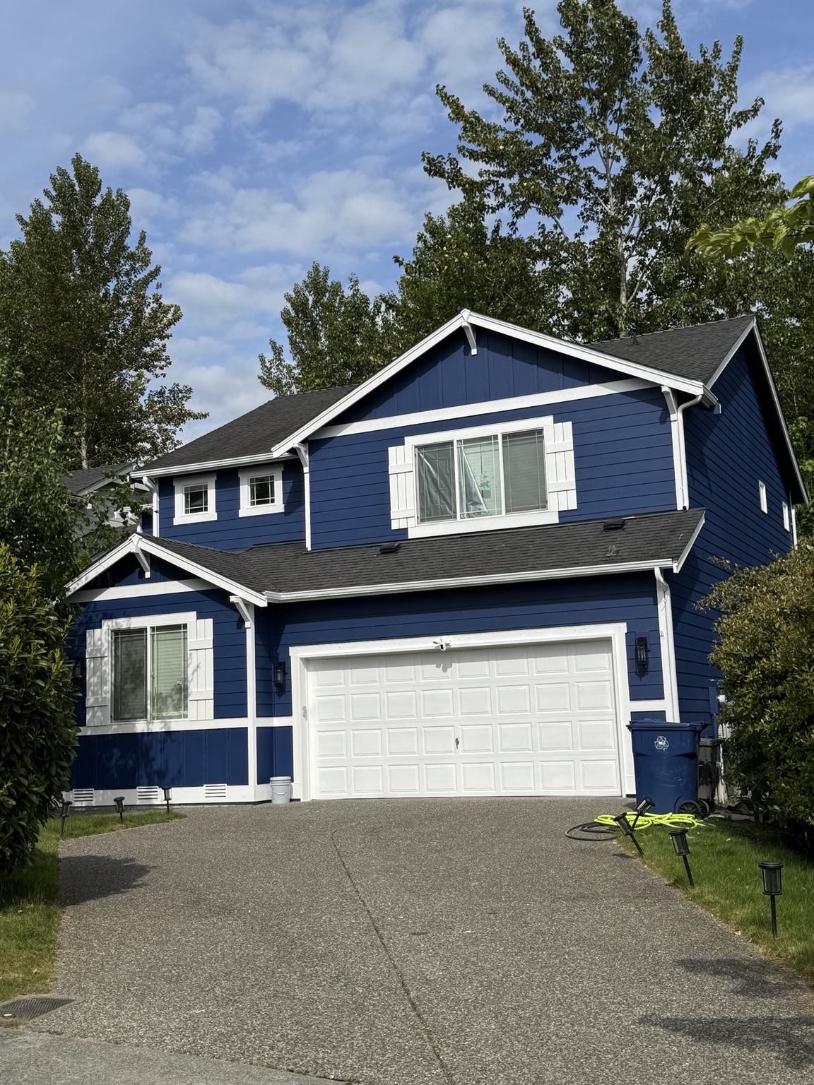 Exterior after painting in blue and white