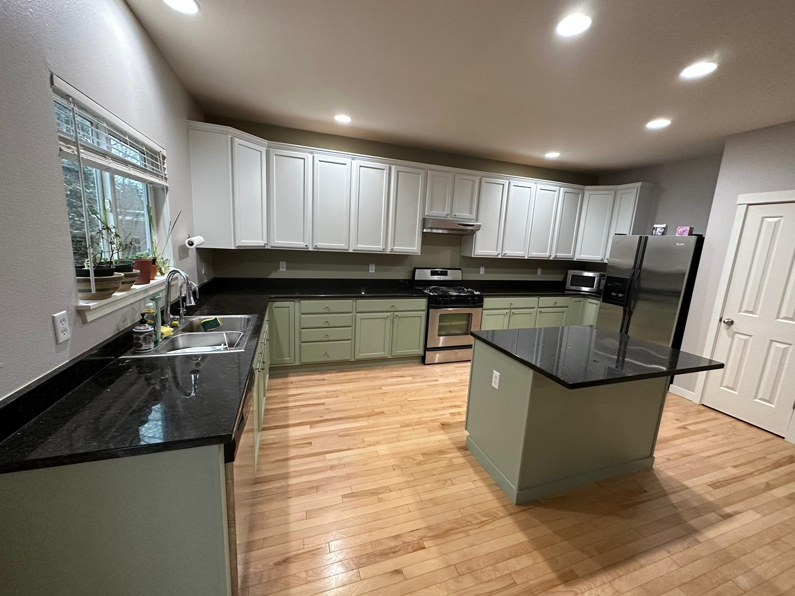 White kitchen cabinets after upgrade